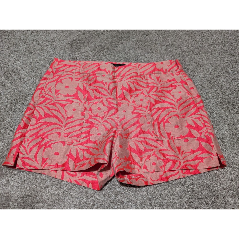 J.Crew Shorts Womens 6 Pink Floral Jacquard Side Zip Patch Pocket Summer Preppy
